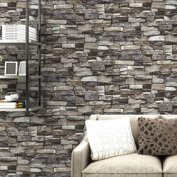 Grosshandel Rot Grau Jahrgang Rustic Stone Brick Tapete Rolle Wohnzimmer Schlafzimmer Restaurant Hintergrund Loft 3d Wand Papier Von Fashiondecor