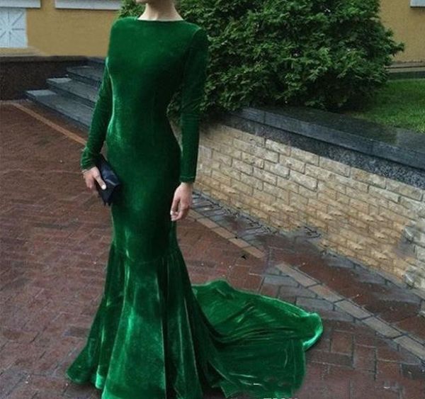 

2020 green velvet evening dress arabic long sleeves formal wear prom party gown custom made plus size, White;black