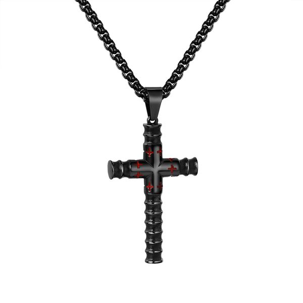

hip hop hipster cross pendant necklace 316l stainless steel 18k gold plated men's titanium steel necklace jewelry, Silver