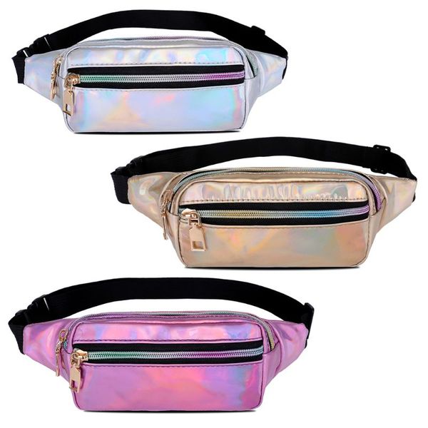 

laser holographic fanny pack waterproof bum bag travel hip bags for womens girls
