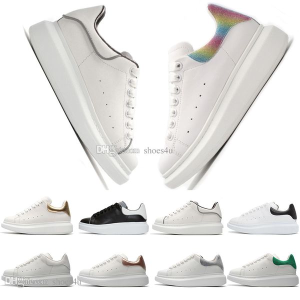 

2019 designer shoes men women casual shoes fashion sneaker 3m reflective leather red black platform sports sneakers tennis 36-45