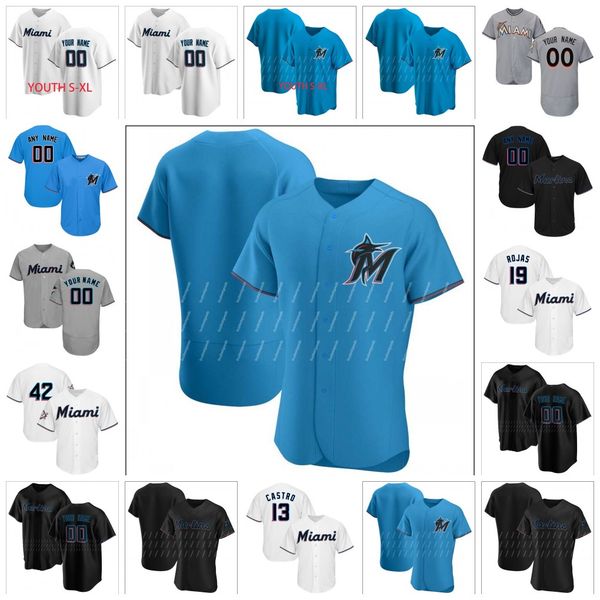 

2020 miami jerseys jesus aguilar lewis brinson martin prado jose urena garrett cooper hector noesi jon berti jonathan villar jersey, Blue;black