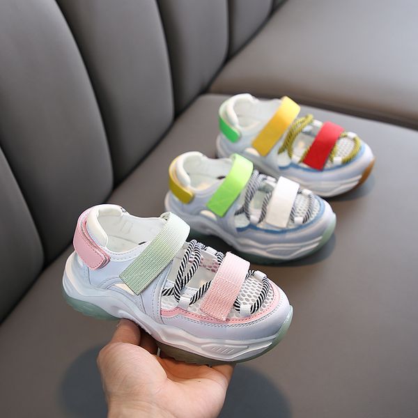 

summer children's leisure sports sandals students breathable running shoes children's shoes toddler girl sandals, Black;red