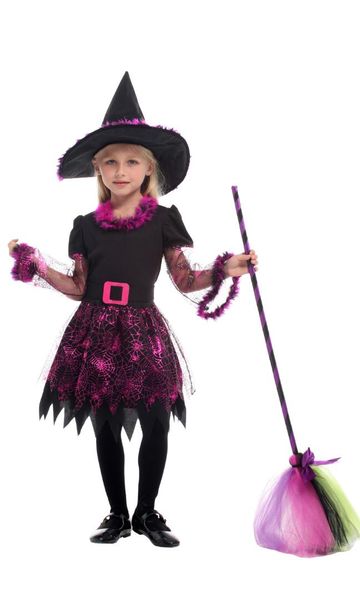 

shanghai story witch costumes for kids girls halloween christmas carnival masquerade children magician wizard cosplay dress, Black;red