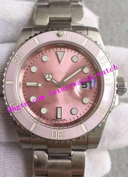 

luxury watch 2 style new calendar 40mm steel ceramic bezel pink dial mens watch 116610 automatic fashion men's watches wristwatch, Slivery;brown