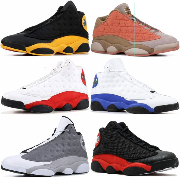 

wholesale mens basketball shoes 13s black cat atmosphere grey clot terracotta bred chicago mens trainers sports sneaker shoes size 7-13