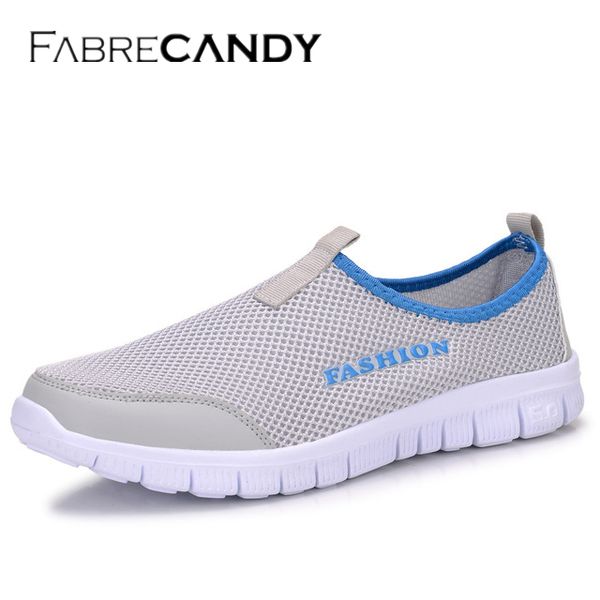 

fabrecandy fashion men casual shoes breathable mesh loafers casual shoes men 2017 summer plus size 34-46 lover, Black