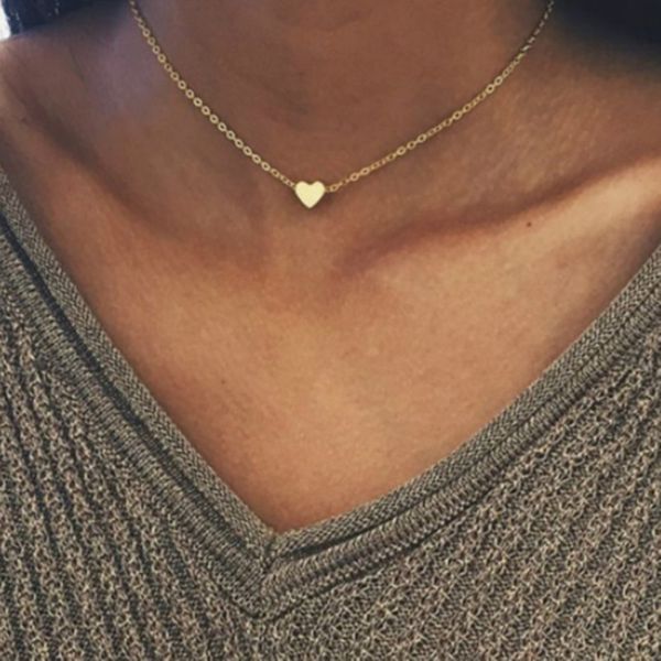 

малый сердца choker ожерелье для женщин золото и серебро цепи ожерелье ювелирные изделия любовь, Silver
