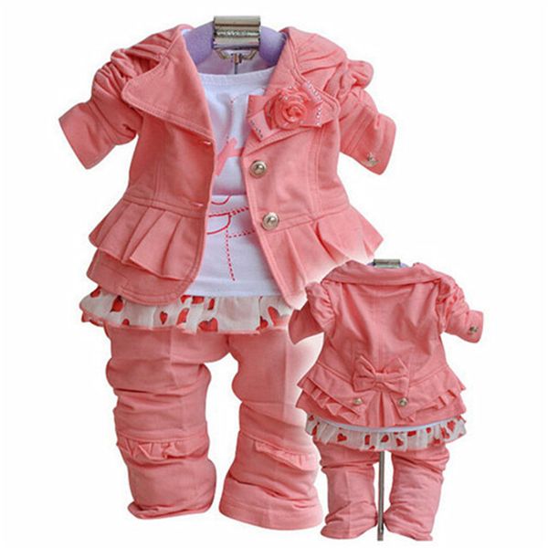 

spring autumn baby girl coat pants suit infantil brand kids clothes set vetement enfant toddler children clothing tracksuit, White