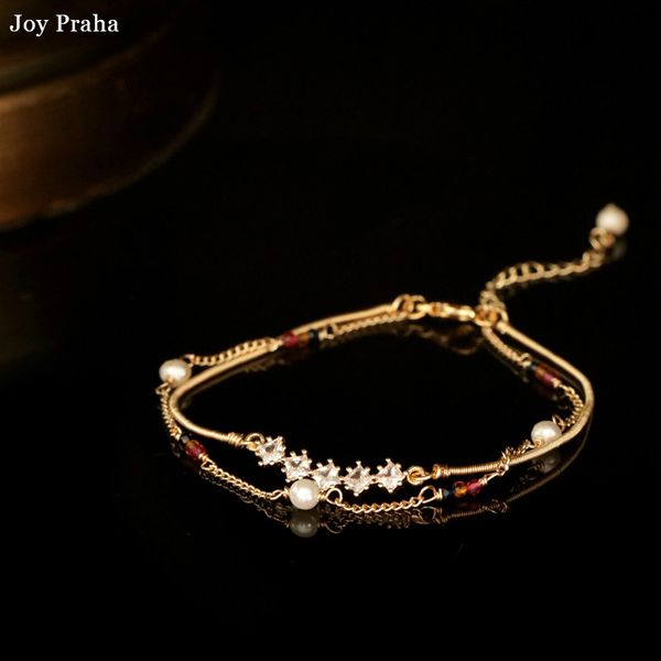 

freshwater pearl natural stone double bracelet / vintage temperament women bracelet / wholesale dropshipping, Golden;silver