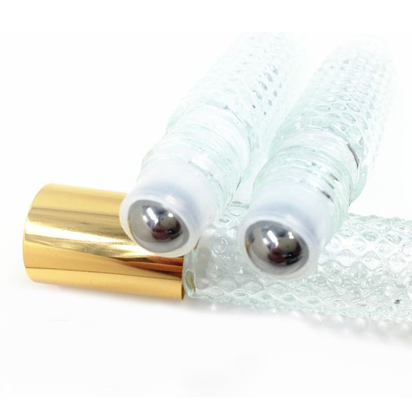 

8ml portable glass perfume bottle with stainless steel roller lids travel mini empty essential oil vials 10pcs/lot dc782