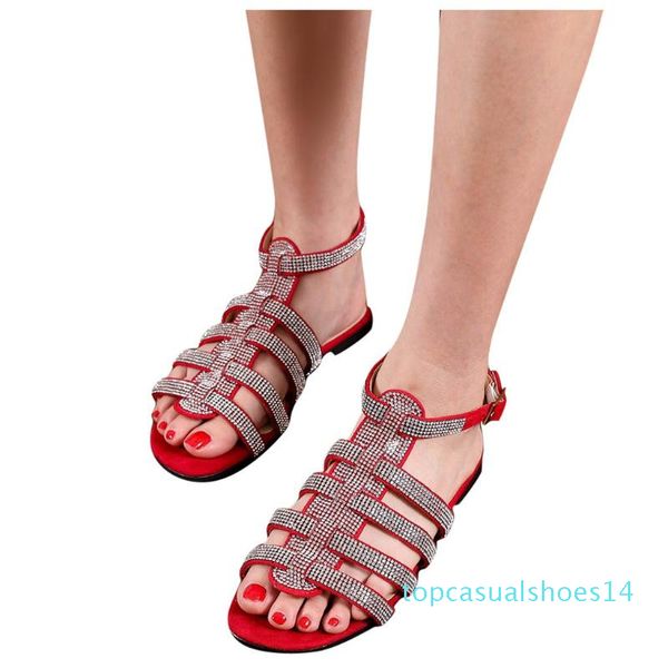 

crystal hollow out flats sandal for woman bohemian cross strap sandal woman shoes lightweight non-slip flats chaussures t14, Black