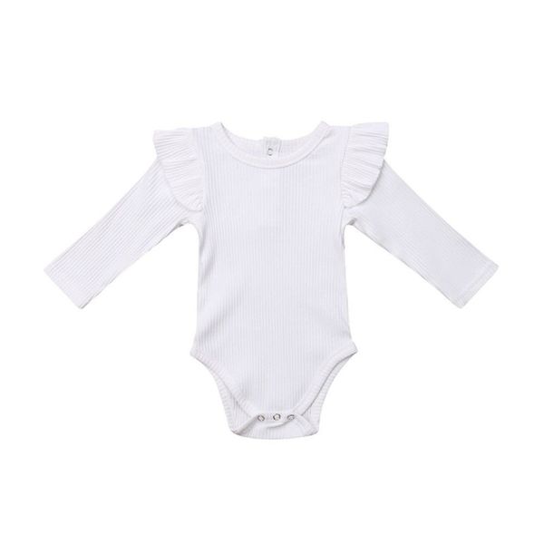 

новорожденный малыши ребёнков infant bodysuit твердой хлопок оборки bebe трико тело топы одежда для новорожденных, White