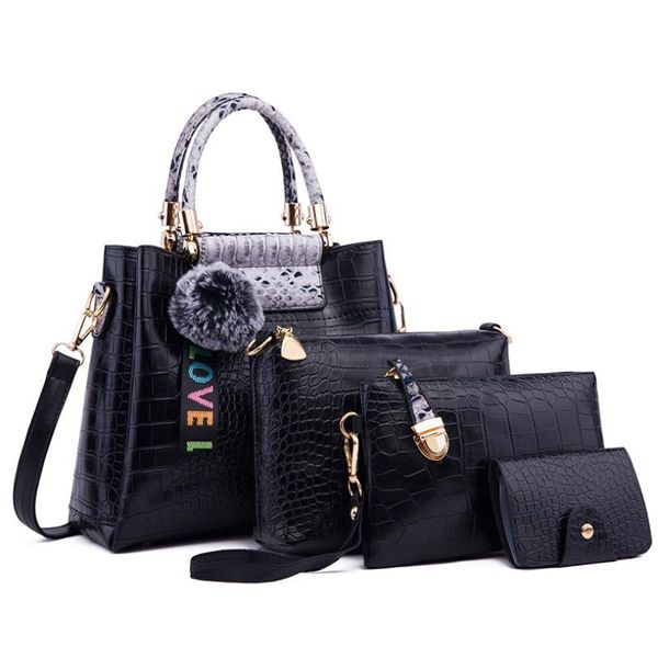 

designer handbags women shoulder bags new style leather tote bag women purse large handbags 4pcs/set #lp7t8