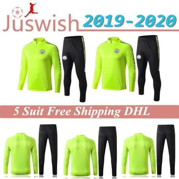 

2019 20 manchester training suit soccer tracksuit set 19-20 city kun aguero kompany de bruyne home training suit kit tracksuit kit mayorista, Black;red