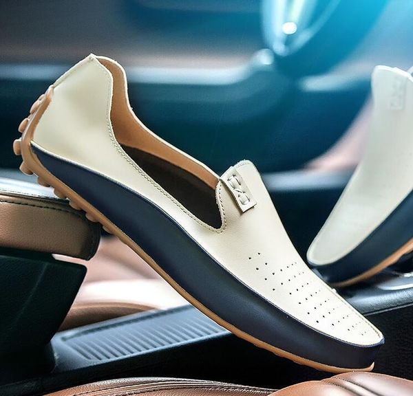 

2019 spring summer new fashion men slip-on leather casual shoes trend shoes loafers driving, Black
