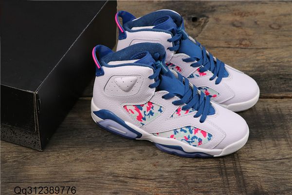 

6 gs green abyss white laser fuchsia women basketball shoes 543390ss-153 good quality tie-dye painting women designer trainers