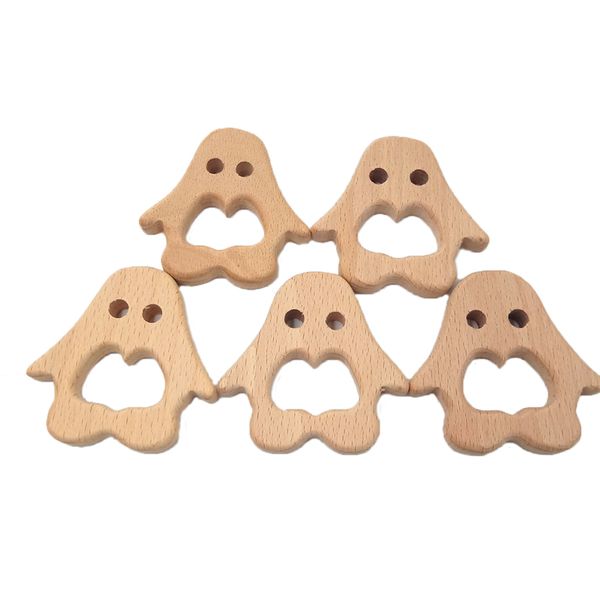 

lovely cartoon penguin wood teether 10pc pure natural animal shaped baby teething nursing beech teether baby girl diy pendant toy