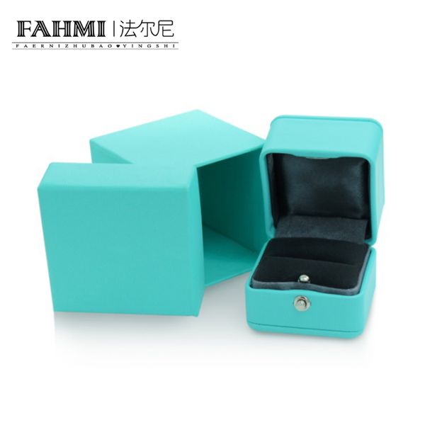 

fahmi classic jewelry beautiful protective box high-end ring box suitable for valentine's day wedding gift, Blue;slivery