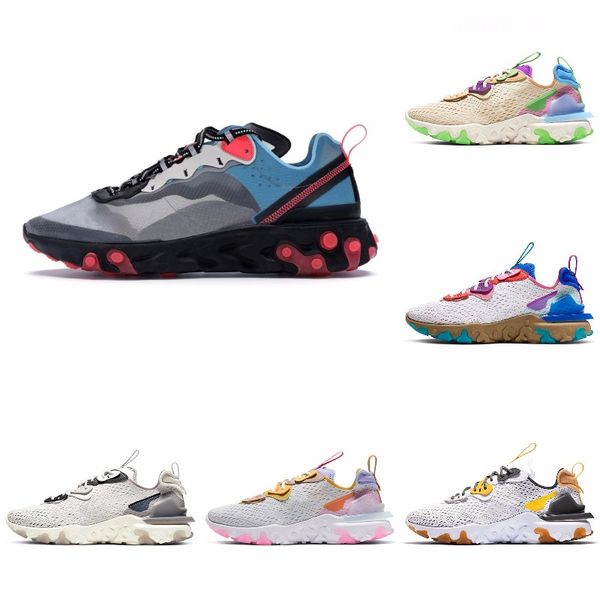 

new ashion react element running shoes fo men women light bone triple black royal solar team red mens trainers sports sneaker runner s#07123
