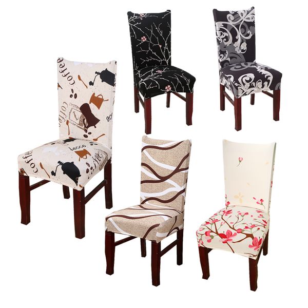 

stretch spandex polyester chair cover nordic floral printing anti-dirty seat case dining room office chair protector seat cover