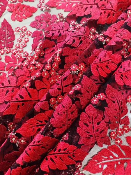 

nice looking feather embroidery tulle mesh lace fabric david-12.4111 with good quality for party dress, Pink;blue