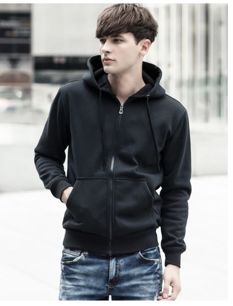 

men's sweaters fashion casual hoodies 2019 fashion mens new arrival retro solid color zipper men's hooded sweater szie m-3xl, Black