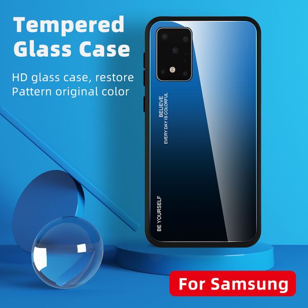 

luxury tempered glass gradient case for samsung s8 s9 s10e s11 soft tpu back cover for galaxy note 10 8 9 a50 a70 a51 a71 cell phone cover