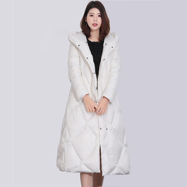 

2019 new fashion women's white duck down jacket women zippers down coats coat thicken warm coat, Black