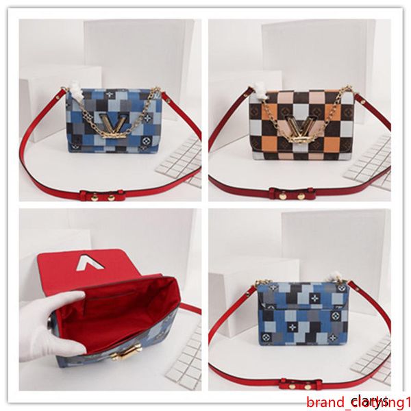 

lovuitto designer twist mm shoulder bag m50281 denim leather blue size: 23*18*8cm