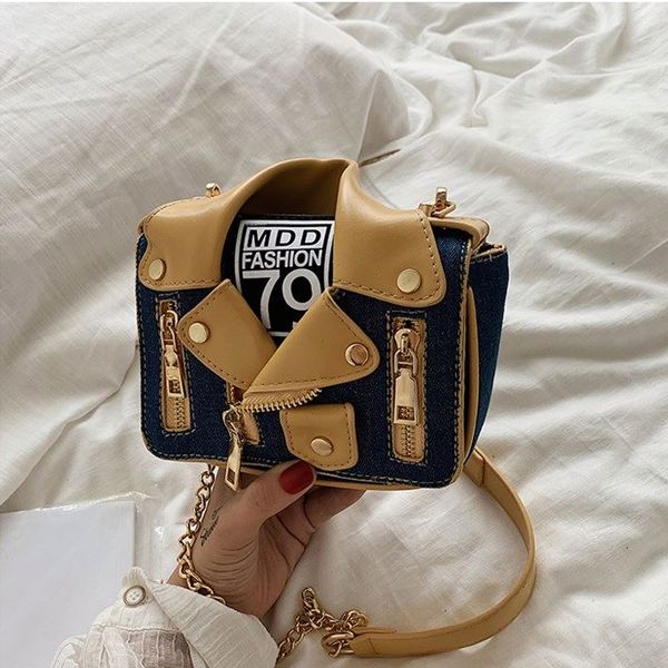

2020 new design pu leather shoulder bag korean style custom logo messenger chain crossbody bag motorcycle fashion jacket bag