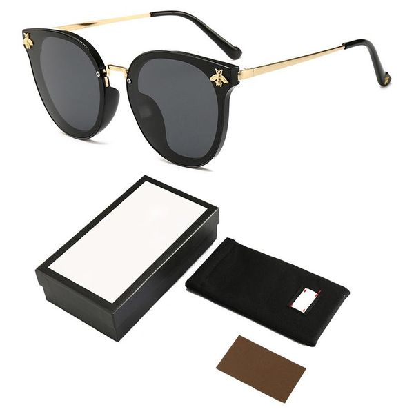 

vintage round sunglasses women 2019 brand small bee sunglasses big frame eyewear vintage women sunglasses with logo and box, White;black