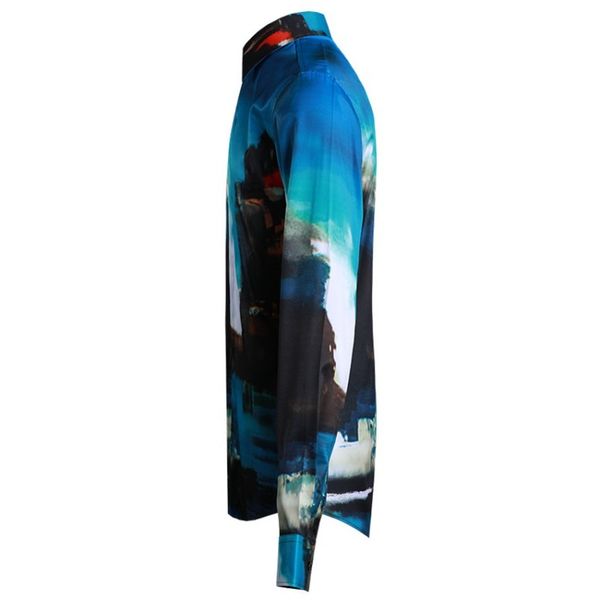 

new spring shirt colorful sleeve mens party printed casual breathable office luxury man long hawaiian fashion shirts cotton coqwu