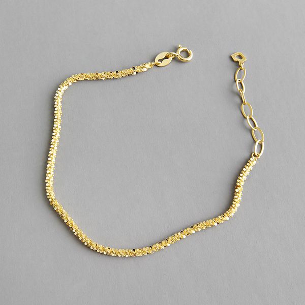 

1pc 2.2mm authentic pure silver925 white/golds starry sky chian bracelet fine jewelry 15.5cm+3cm tls200, Golden;silver