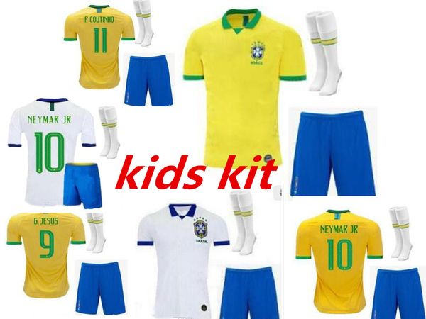 

Kid kit brazil 2019 copa america home occer jer ey away 19 20 coutinho marcelo paulinho child cami eta de futbol football hirt