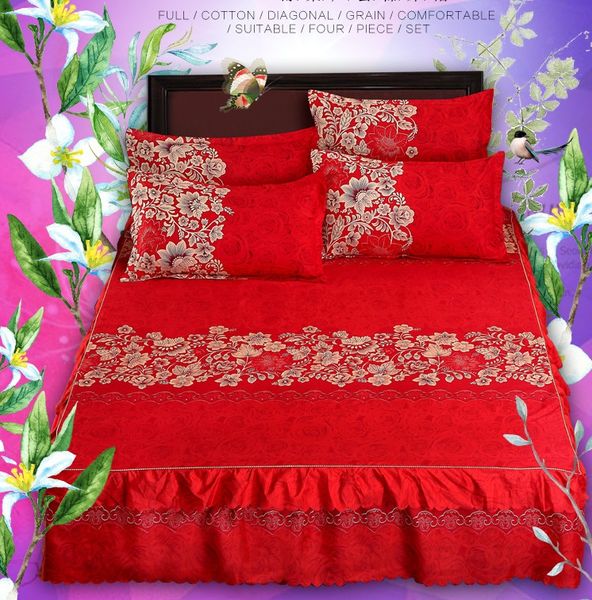 

flowers home bed sheet cotton red bedding bedspread breathable soft and comfortable