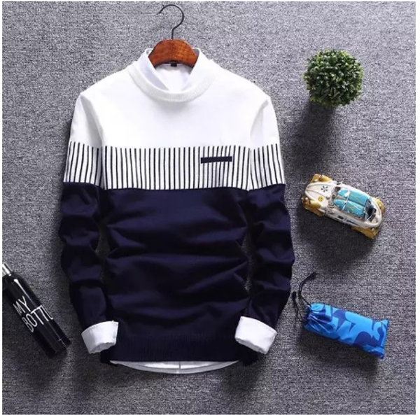 

2020 new men's autumn winter pullover wool slim fit striped knitted sweaters mens brand clothing casual, White;black