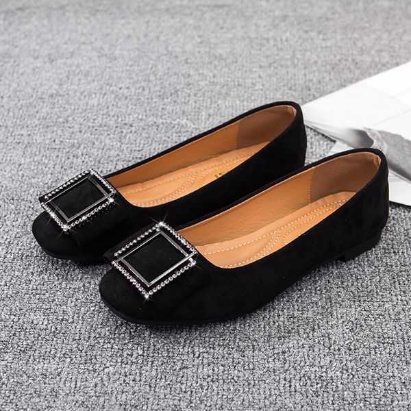 

2019 women shoes women's moccasins modis round toe buckle shallow mouth casual female sneakers dress glitter cute new nurse, Black