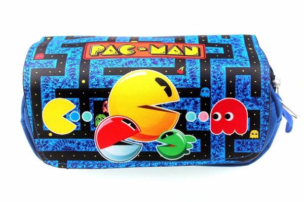 

pac-man pu + canvas cosmetic bag student stationery pouch bag makeup organizer