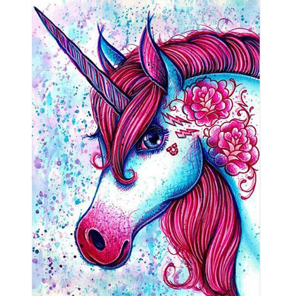 Satin Al Renk At Tam Kare 5d Diy Elmas Boyama Gol Unicorn Nakis