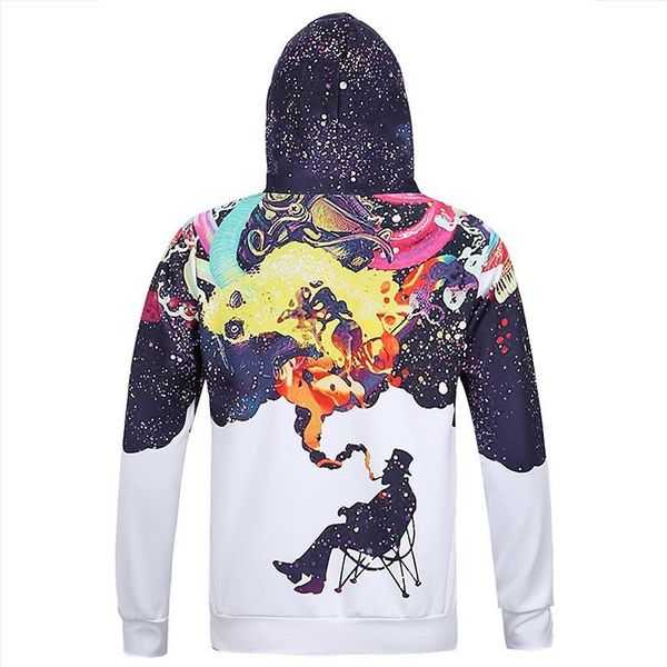 

men 's long sleeve autumn winter pullovers funny print smoking person hoody casual hoodies with cap fit, Black