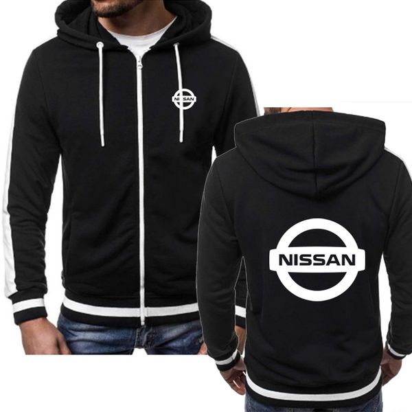 

sweatshirts mens nissan car logo print fashion casual hip hop harajuku long sleeve hooded zipper jacket man hoody clothing, Black
