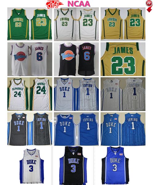 

st vincent mary high school irish 23 james jerseys st. patrick kyrie irving basketball jersey tune squad duke devils shirt stitched in stock, Black