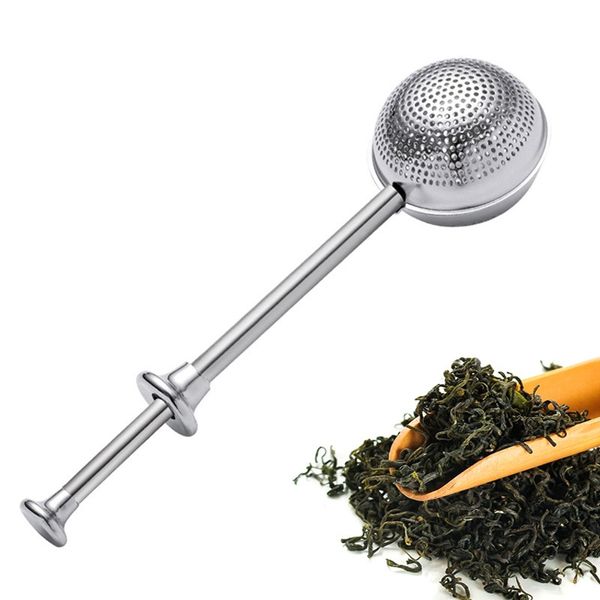 Empurre infusers de chá bola de aço inoxidável de aço inoxidável folha solta verde toveiros filtro home cozinha bar bebidas ferramenta