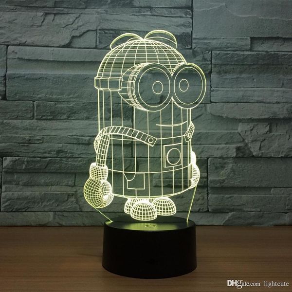 

7 цветов желтенькие 3D LED Night Lights USB Настольная лампа Футбол Lampara Home Decor Комната Minions с