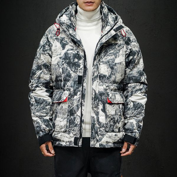 

2019 winter korean style parkas coat loose black fashion coat jacket winter jacket men clothing dd6mf