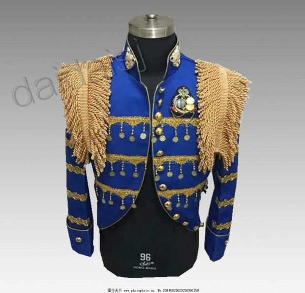 

male singer tassel atmosphere costumes nightclub bar male ds stage performance costumes rock personality men's suits jacket, Black;brown