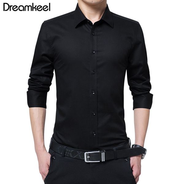 

long sleeved shirt slim fit 2019 man's shirt new casual man social business dress brand clothing plus size 5xl y, White;black