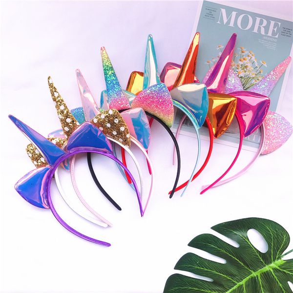 

8 colors baby sequins cat ears headband unicorn hair sticks for festival halloween lovely cosplay hair accessories, Slivery;white