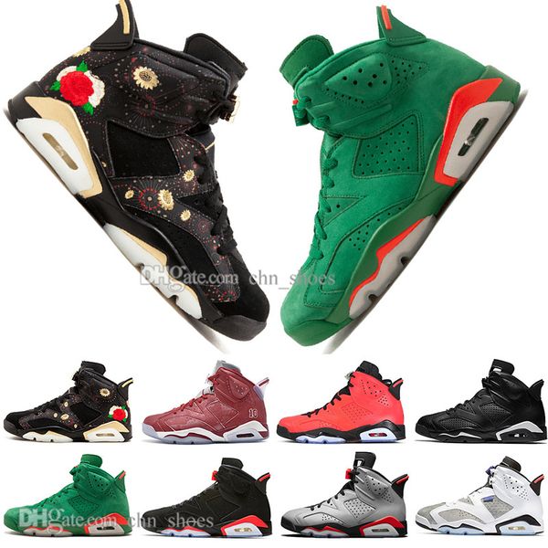 

new 2019 bred vi 6 6s mens basketball shoes infrared 23 3m reflective tinker gatorade green oreo men sports sneakers designer trainers